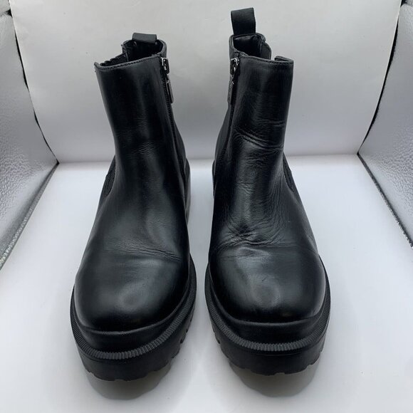 Blondo Shoes Blondo Cayla Boots waterproof black leather size 8.5M chunky D21 - Picture 2 of 10